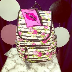 Betsey Johnson LG Rose 2 Pc Quilted BackPack ~New~